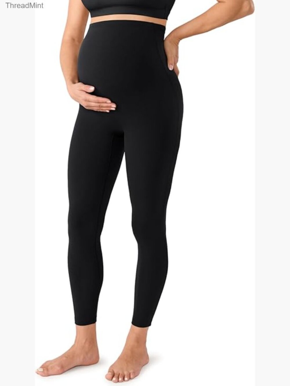 Maternity Leggings High Waisted No Front Seam 25" Inseam Activewear Lounge